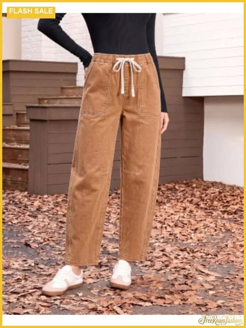 Baggy Barrel Jeans for Women High Waist Stretchy Pull On Denim Pants